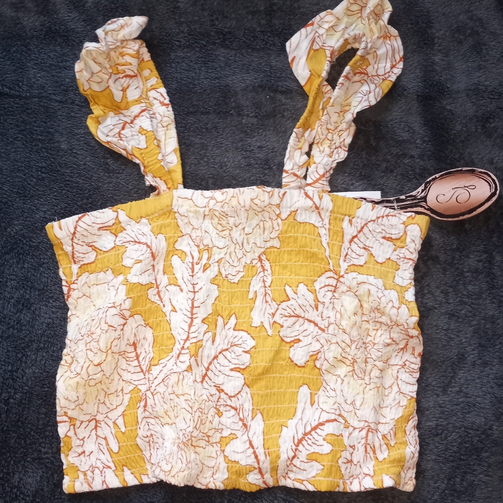 Spoon Jean's Yellow Floral Crop Top Size S